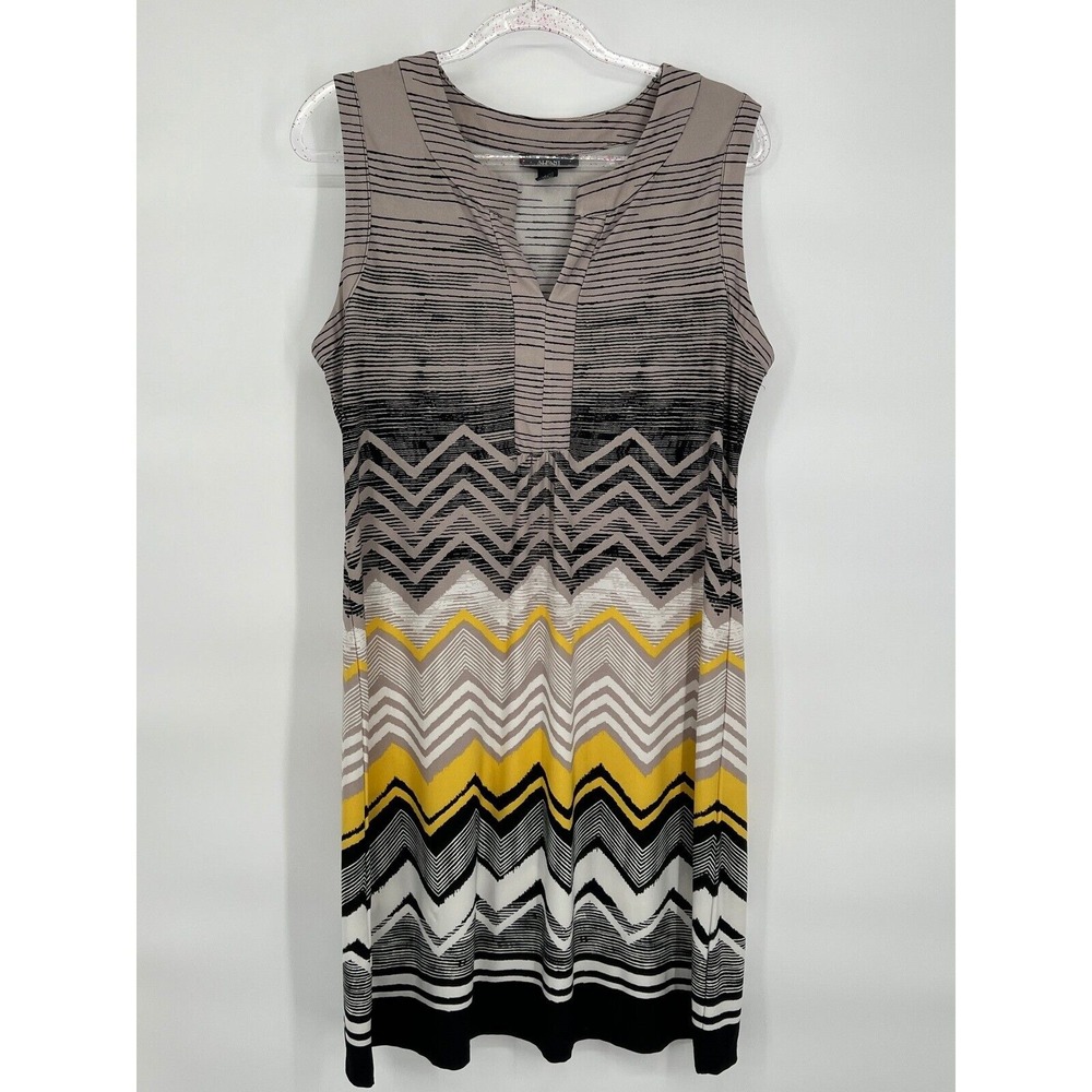 Alfani Chevron Print Sleeveless Dress V-Neck Casual Sundress Sz Large